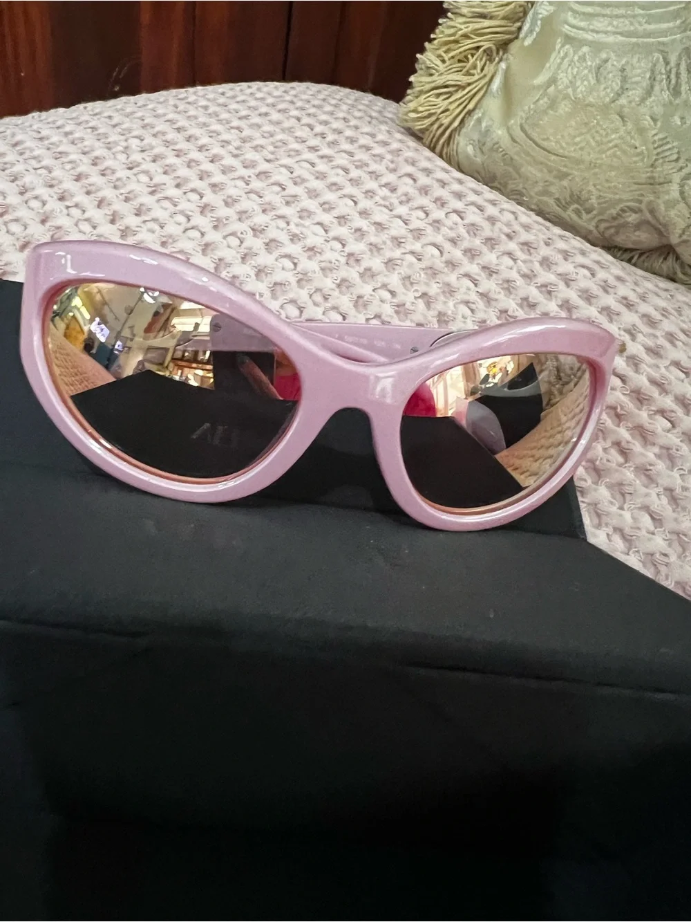 Versace VE4485 Pink Rose Gold Mirror Cat Eye Sunglasses 59mm New